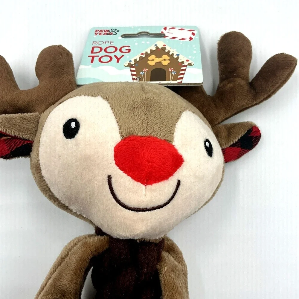 Paw Yeah Rudolph Rope Dog Toy 15 Inch Christmas Toy For Pups
